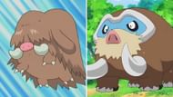 Piloswine and Mamoswine, as seen in the anime (Image via Sportskeeda || The Pokemon Company)